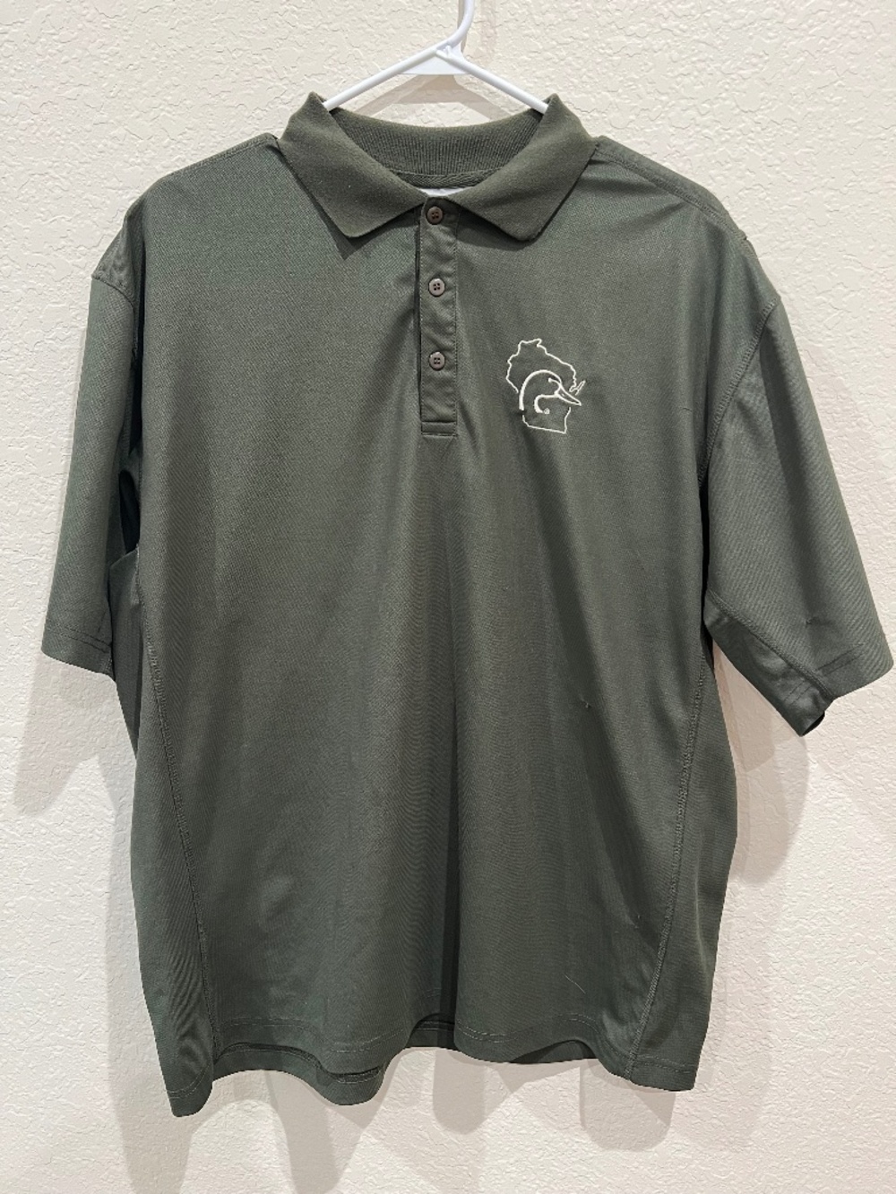 DUCKS UNLIMITED Olive Green Mens Polo Shirt
